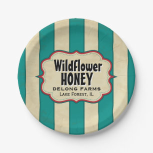 Vintage Stripes Beekeeper Honey Sample Paper Plates