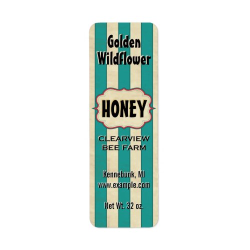 Vintage Stripes Golden Wildflower Small Honey Jar Label