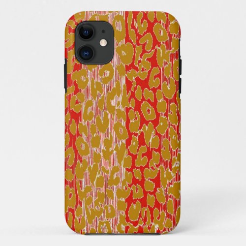 Vintage Stripes Leopard Print Skin iPhone 11 Case