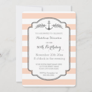Vintage Stripes Nautical 50th Birthday Party Invitation