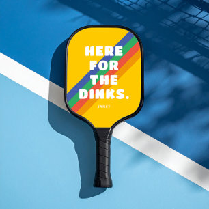 Vintage Stripes on Golden Yellow Here for the Dink Pickleball Paddle