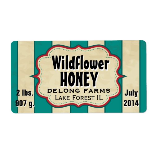 Vintage Stripes Wildflower Honey Large Horizontal Label