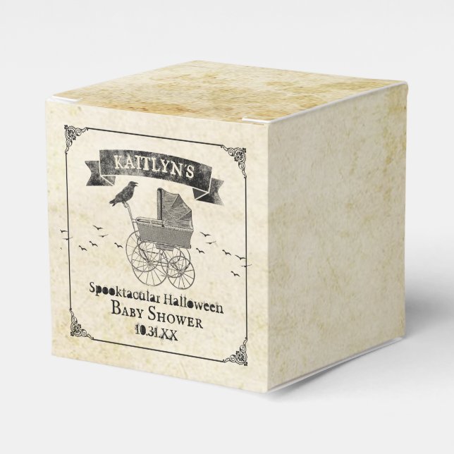 Vintage Stroller Halloween Baby Shower Favor Boxes (Front Side)