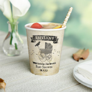 Vintage Stroller Halloween Baby Shower Paper Cups