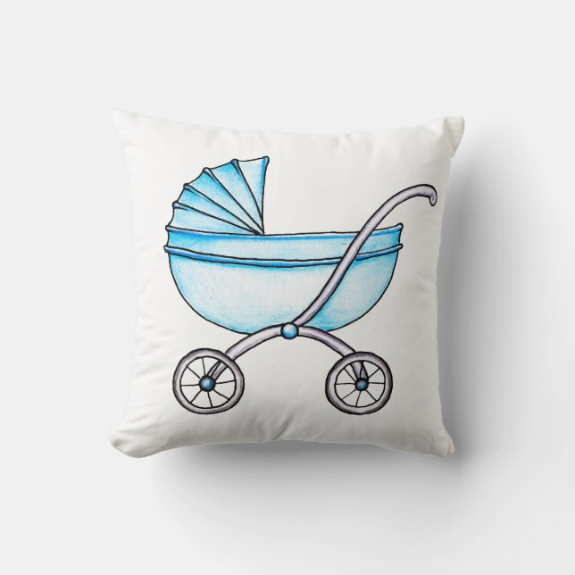 Vintage stroller throw pillow (Front)