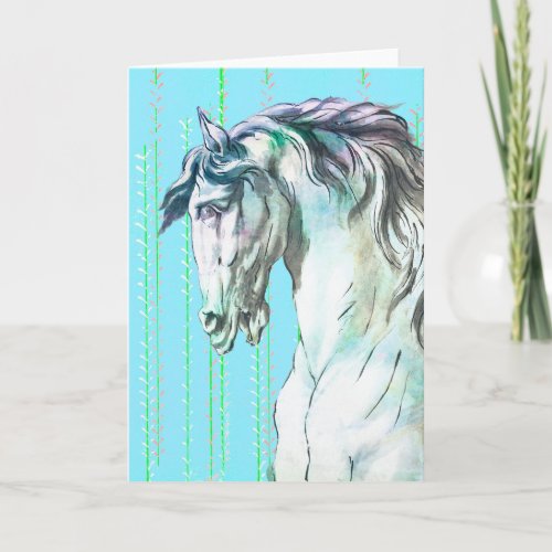 Vintage Strong Horse Art Note Card