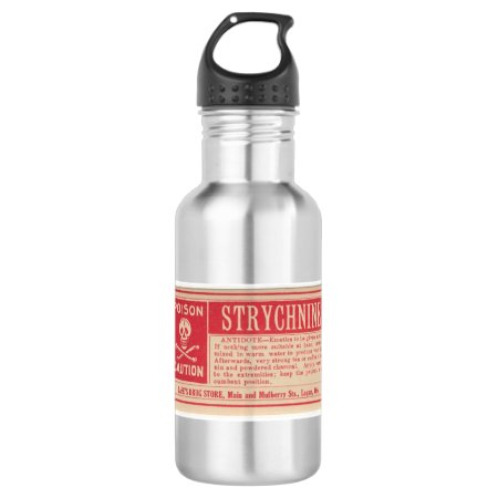 Vintage Strychnine Poison Label Water Bottle