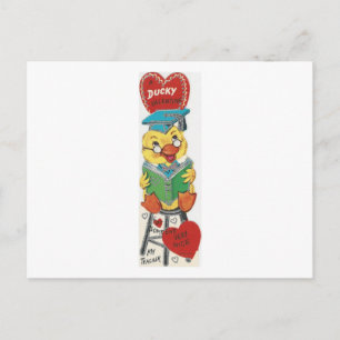Vintage Student Duck Valentine For Teacher Holiday Postcard