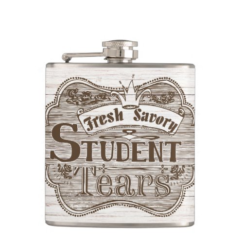 Vintage student tears hand drawn  original art flask