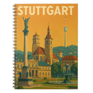 Vintage Stuttgart Germany Landmarks Notebook