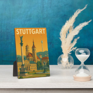 Vintage Stuttgart Germany Landmarks Plaque