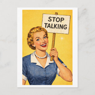 Vintage-Style 1950s "Stop Talking" Housewife Postcard