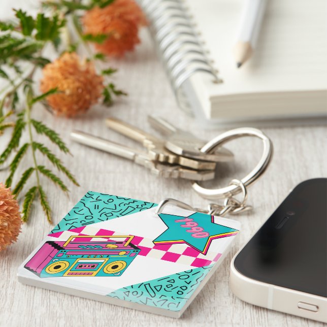 Vintage Style 1990 Stereo  Keychain (Front Right)