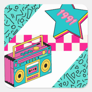 Vintage Style 1991 Stereo Square Sticker