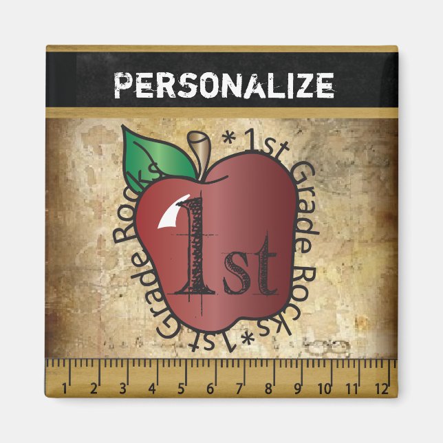 Vintage Style 1st Grade Teacher Magnet (Front)