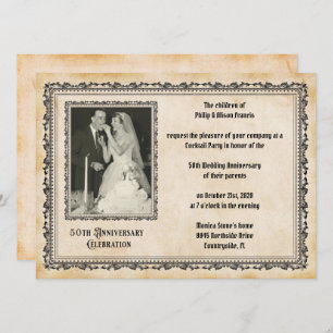Vintage Style 50th Anniversary Celebration Invitation