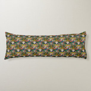 Vintage Style Abstract Asian Girl with Flowers Body Pillow