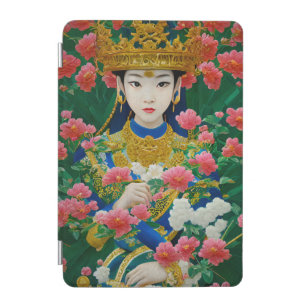 Vintage Style Abstract Asian Girl with Flowers iPad Mini Cover