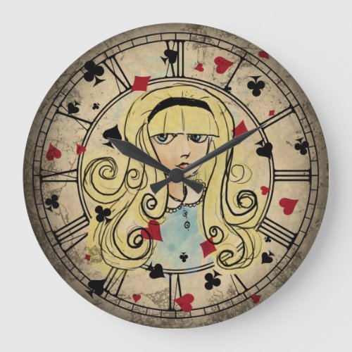 Vintage Style Alice Watercolor Large Clock