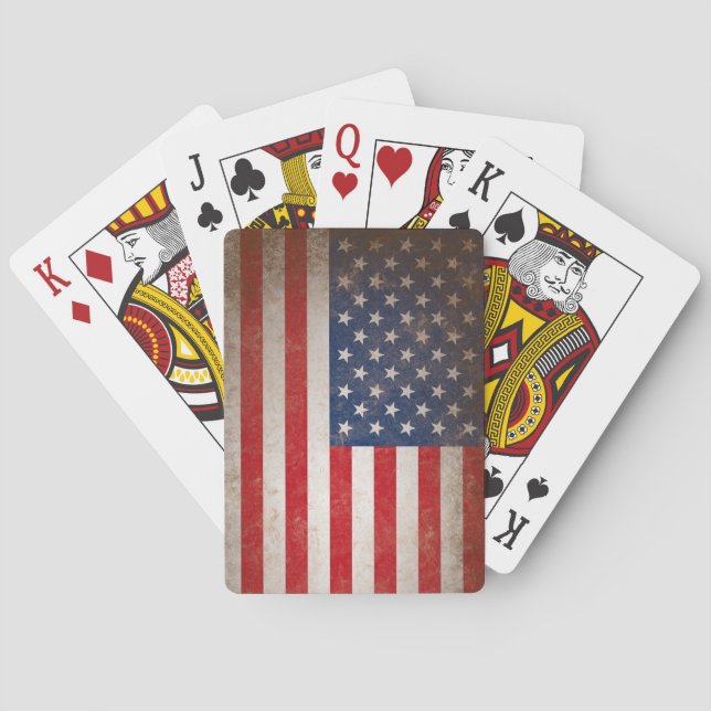 Vintage Style American Flag Antiqued Playing Cards (Back)