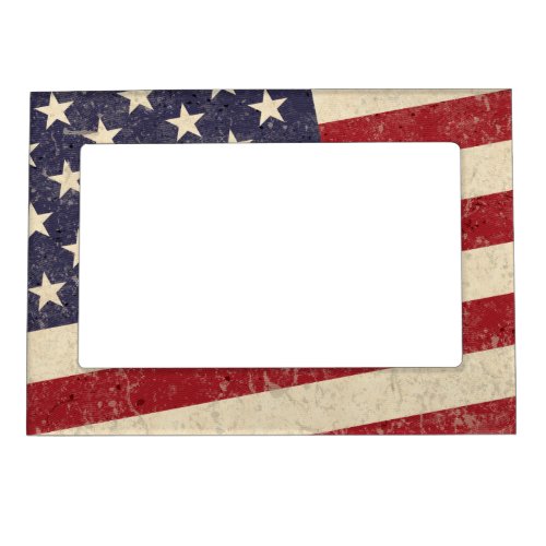 Vintage Style American Flag Grunge Look Magnetic Photo Frame