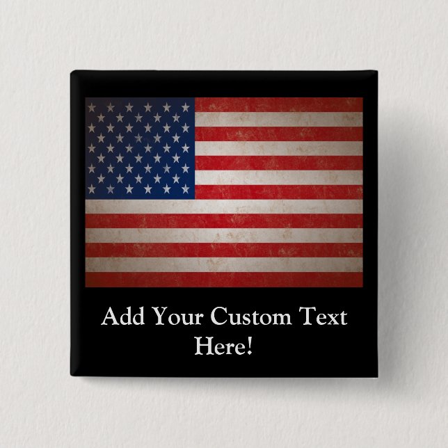 Vintage Style American Flag Patriotic Design Button (Front)