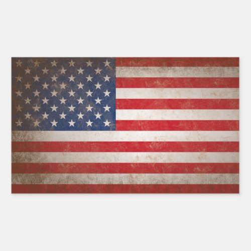 Vintage Style American Flag Patriotic Design Rectangular Sticker