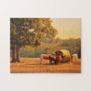 Vintage Style Art Cow Farm Puzzle
