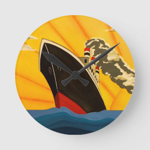 vintage style art deco ship wall clock