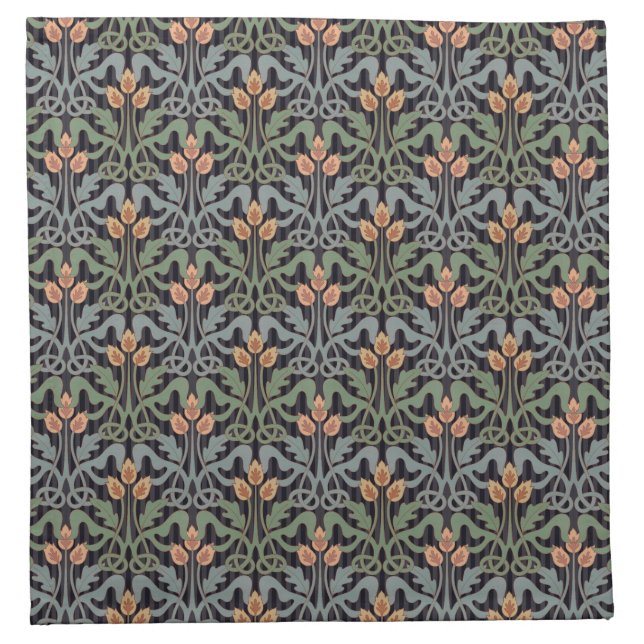 Vintage Style Art Nouveau Floral Cloth Napkin (Front)