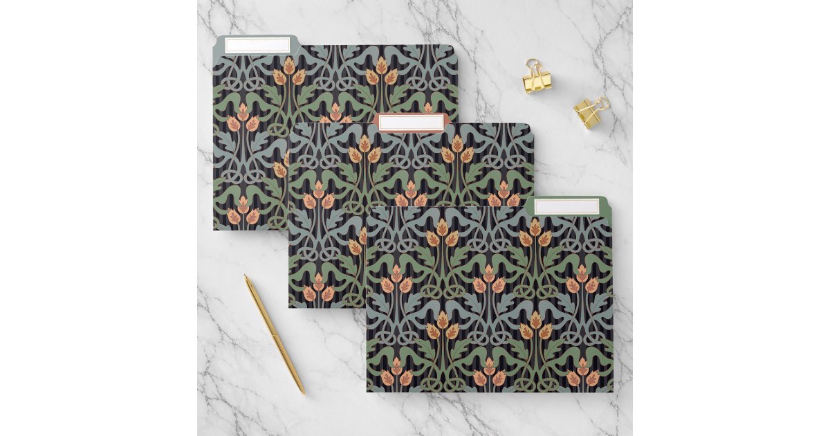 Vintage Style Art Nouveau Floral File Folder | Zazzle