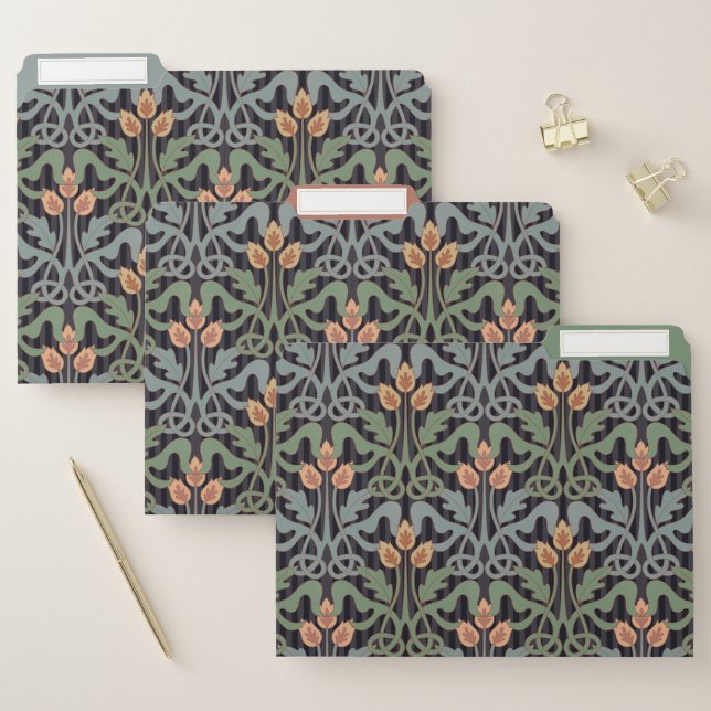 Vintage Style Art Nouveau Floral File Folder (Set)