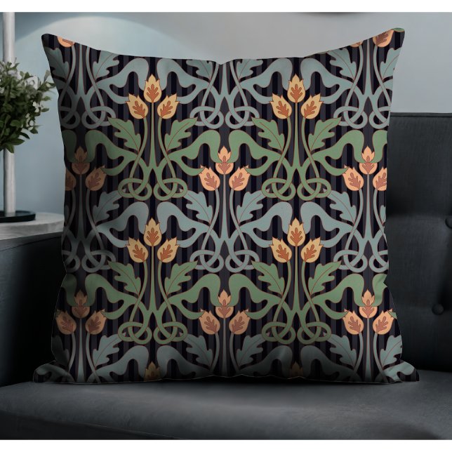 Vintage Style Art Nouveau Floral Throw Pillow (Creator Uploaded)