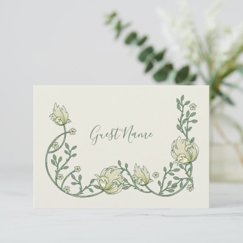 Vintage style art nouveau guest name place card