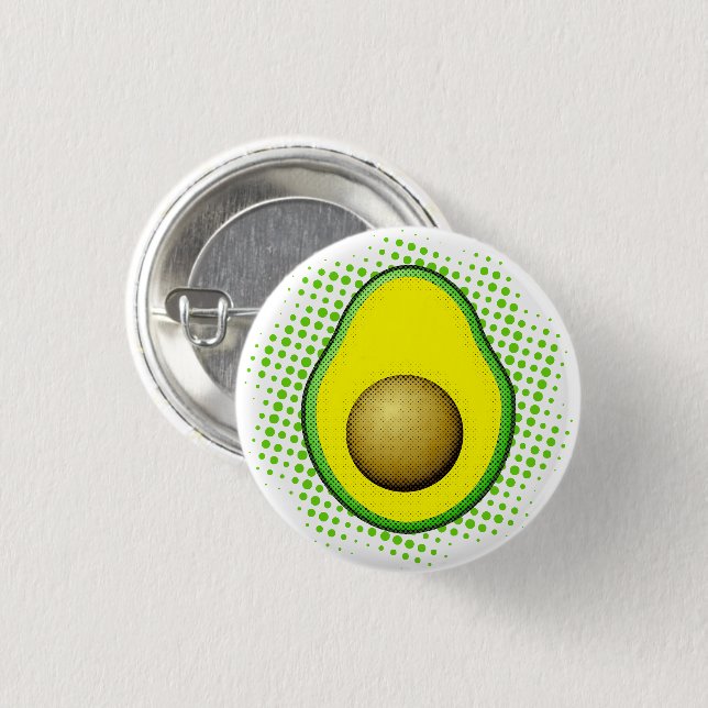 Vintage Style Avocado Drawing Button (Front & Back)