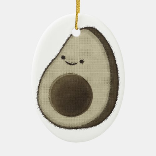 Vintage Style Avocado Drawing Ceramic Ornament