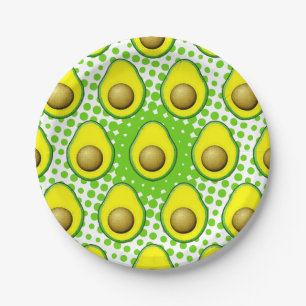 Vintage Style Avocado Drawing Paper Plates