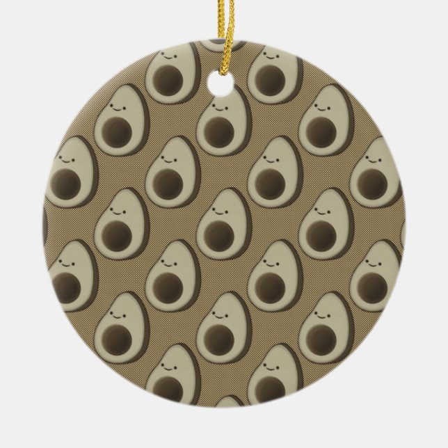 Vintage Style Avocado Pattern Ceramic Ornament (Front)