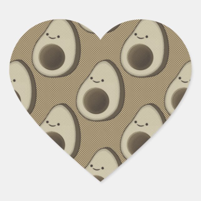 Vintage Style Avocado Pattern Heart Sticker (Front)
