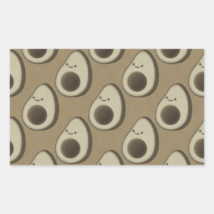 Vintage Style Avocado Pattern Rectangular Sticker