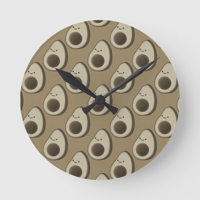 Vintage Style Avocado Pattern Round Clock (Front)