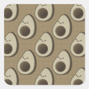 Vintage Style Avocado Pattern Square Sticker