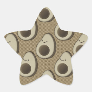 Vintage Style Avocado Pattern Star Sticker