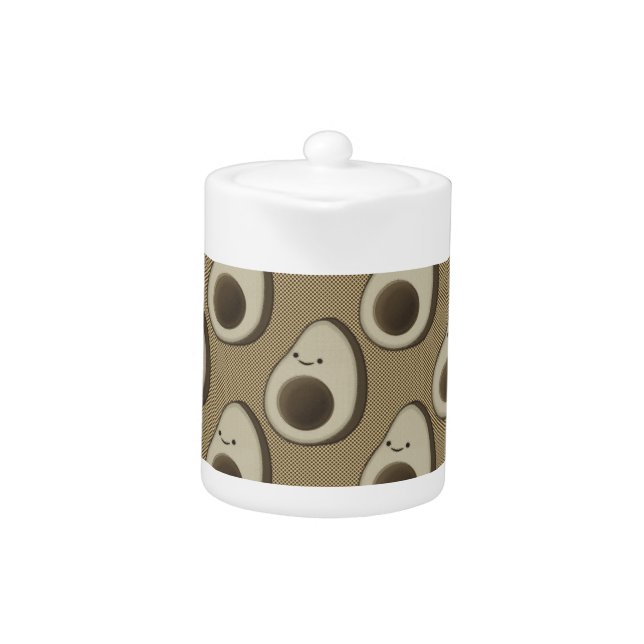 Vintage Style Avocado Pattern Teapot (Front)