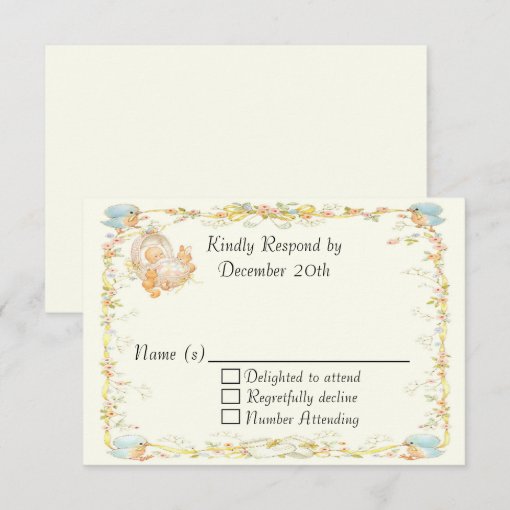 vintage Style Baby Shower RSVP Card | Zazzle