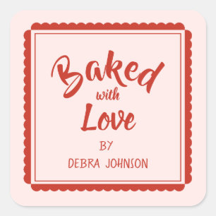 Vintage Style 'baked with love' Holiday Baking Square Sticker