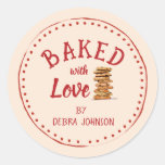 Vintage Style &#39;baked with love&#39; Holiday Cookie Classic Round Sticker