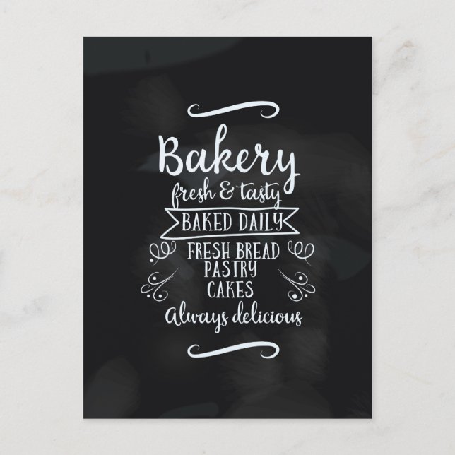 Vintage style Bakery Chalkboard poster Postcard (Front)