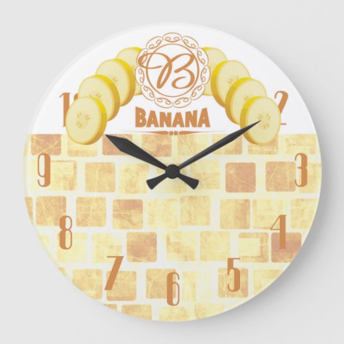 Vintage style bananas fruit kitchen clock