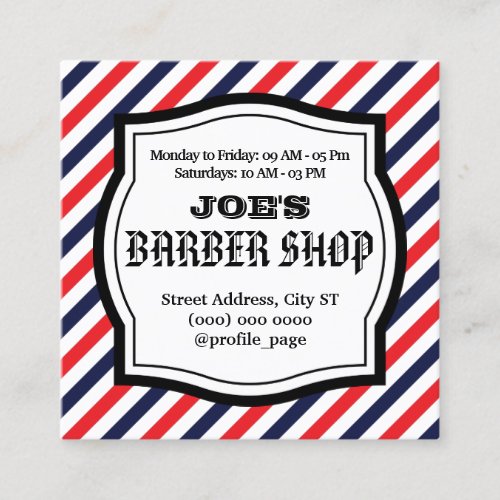 Vintage style barbers style square business card